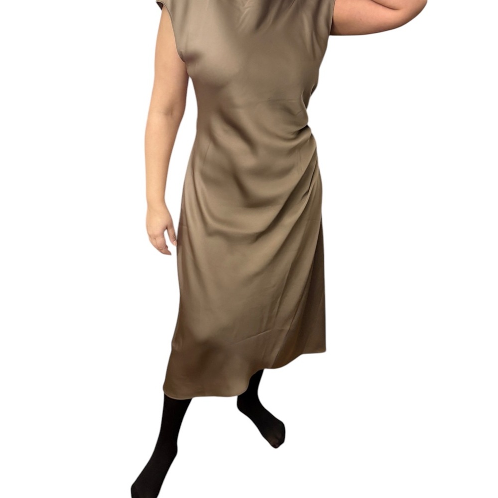 Banana Republic Shirred-side Satin Midi Dress 
Size 14